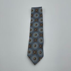 Blue and tan 100% silk necktie